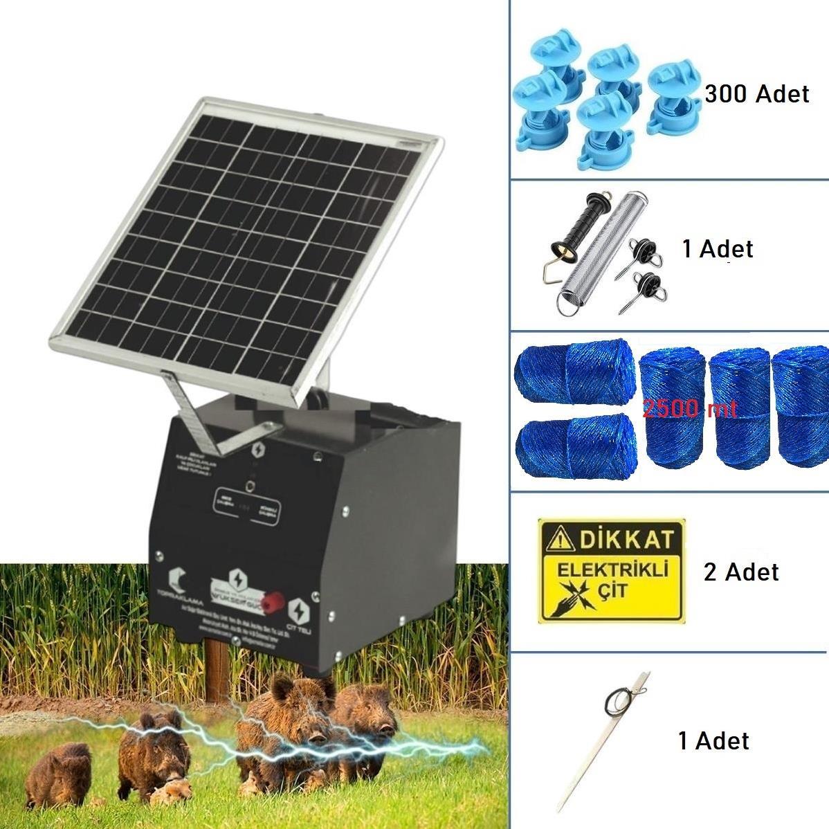 Pars P2518/2500D Güneş Enerjili Ve Akülü Elektrikli Çit Sistemi Demir İzolatörlü