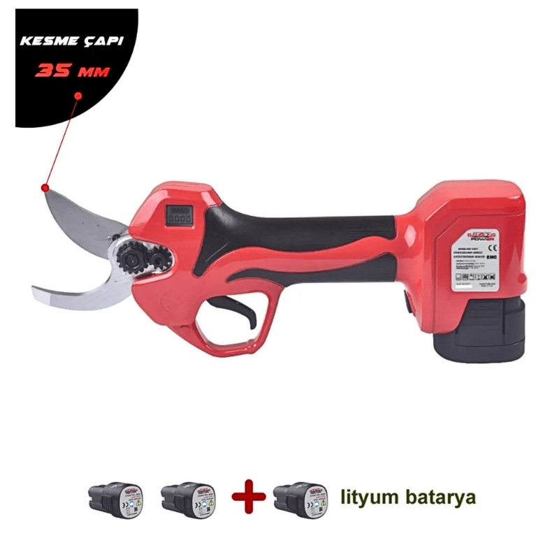 Samsung Power GSP-35ECO-3 Akülü Budama Makası – 35 mm – 2+1 Bataryalı – 2.6 Ah – Dijital Ekranlı