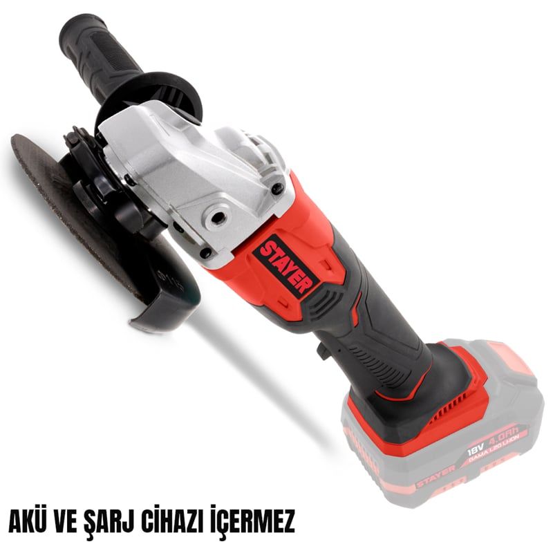 Stayer AGRL20 Akülü Avuç Taşlama  115 mm  18V Li-ion 4.0Ah/5.0Ah/6.0Ah  (Akü ve Şarj Aleti Hariç)