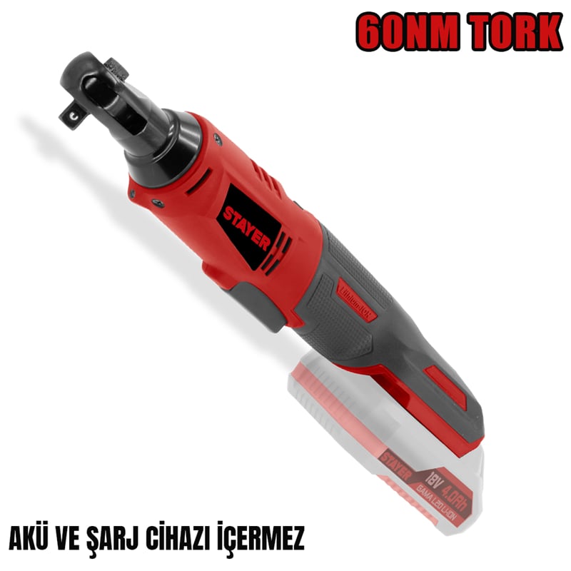Stayer RWL20  Akülü Cırcır Anahtar 18V Li-ion 2.0Ah/6.0Ah  (Akü ve Şarj Aleti Hariç)