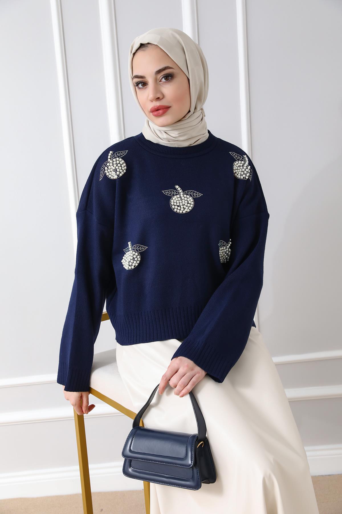 İncili Triko - Lacivert