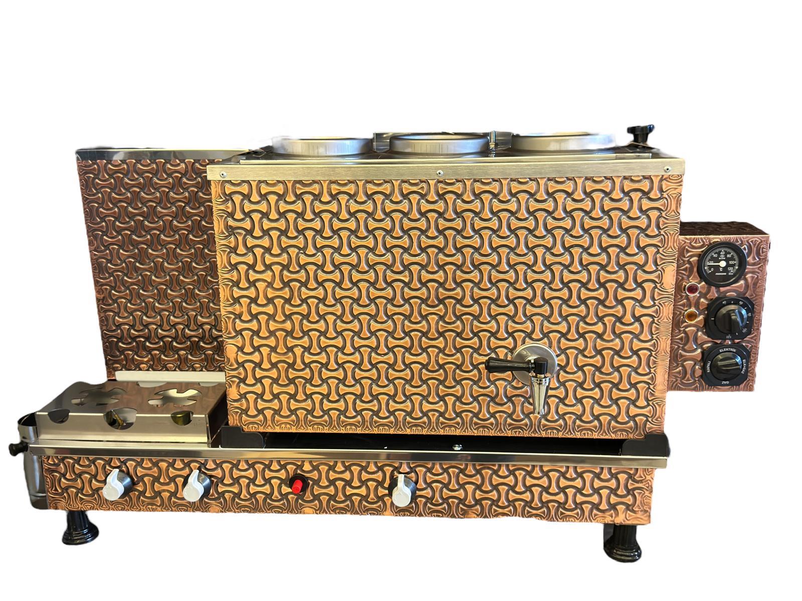 Demsu Plus 3 Demlikli Antik Bakır Elegance Elektrik + Gazlı Full Otomatik Çay Kazanı