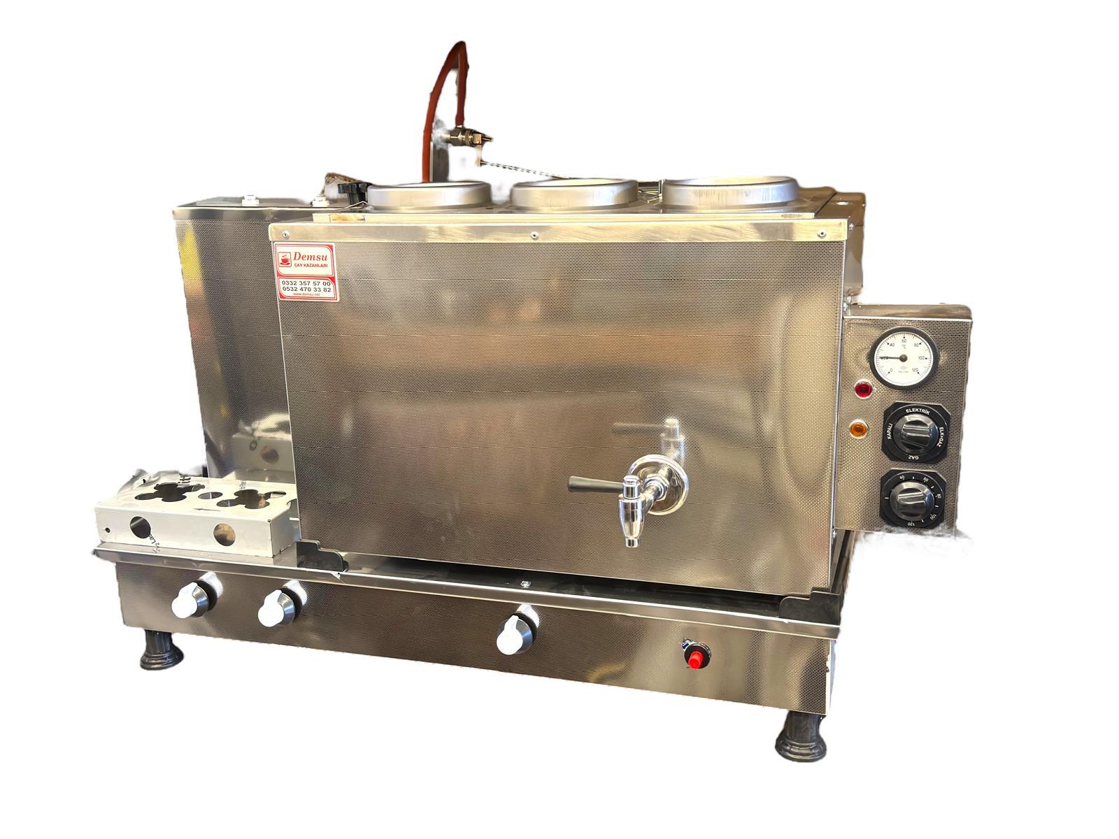 Demsu Plus 3 Demlikli İnox Elektrik + Gazlı Full Otomatik Çay Kazanı