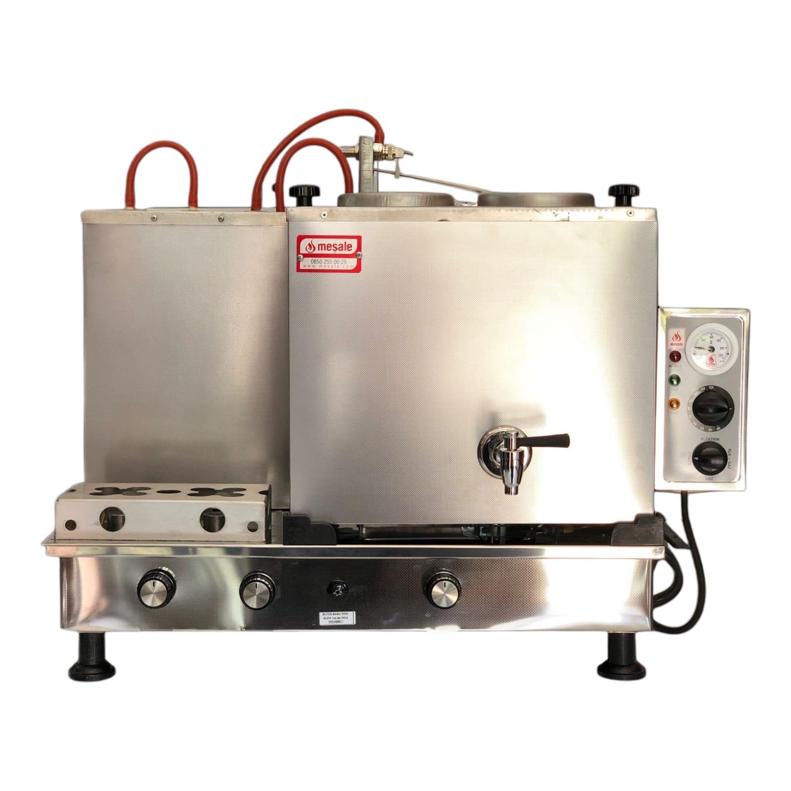 Meşale 2 Demlikli İnox Elektrik+ Gazlı Full Otomatik Çay Kazanı 