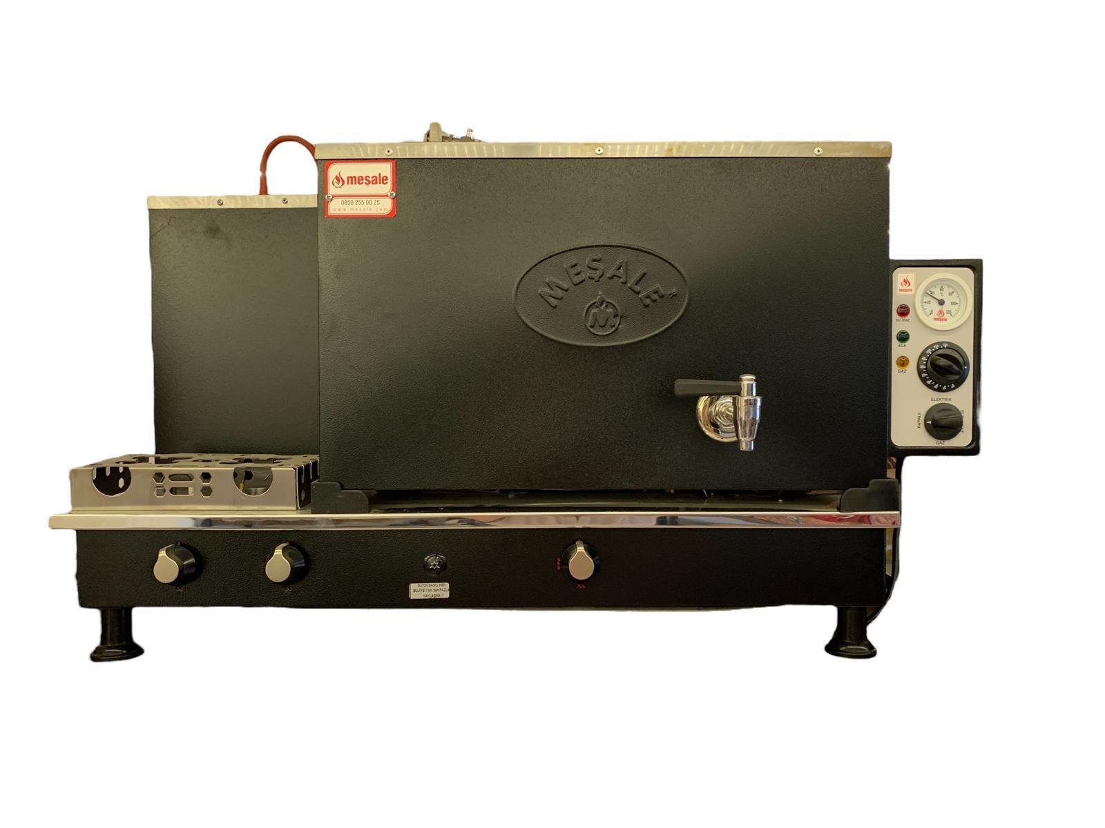 Meşale 3 Demlikli Siyah Elektrik + Gazlı Full Otomatik Çay Kazanı