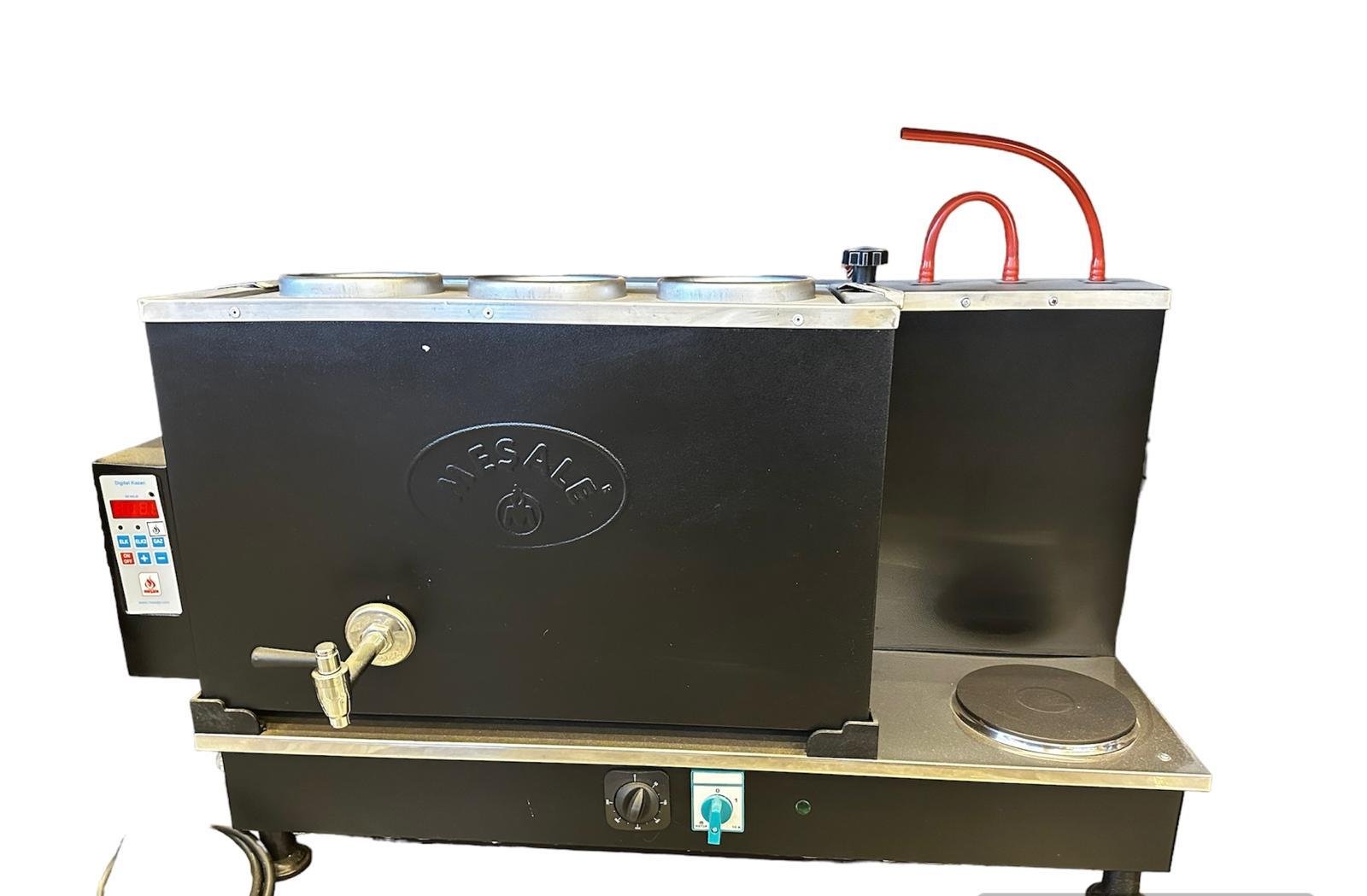 Meşale 3 Demlikli Siyah Elektrikli Dijital Full Otomatik Çay Kazanı