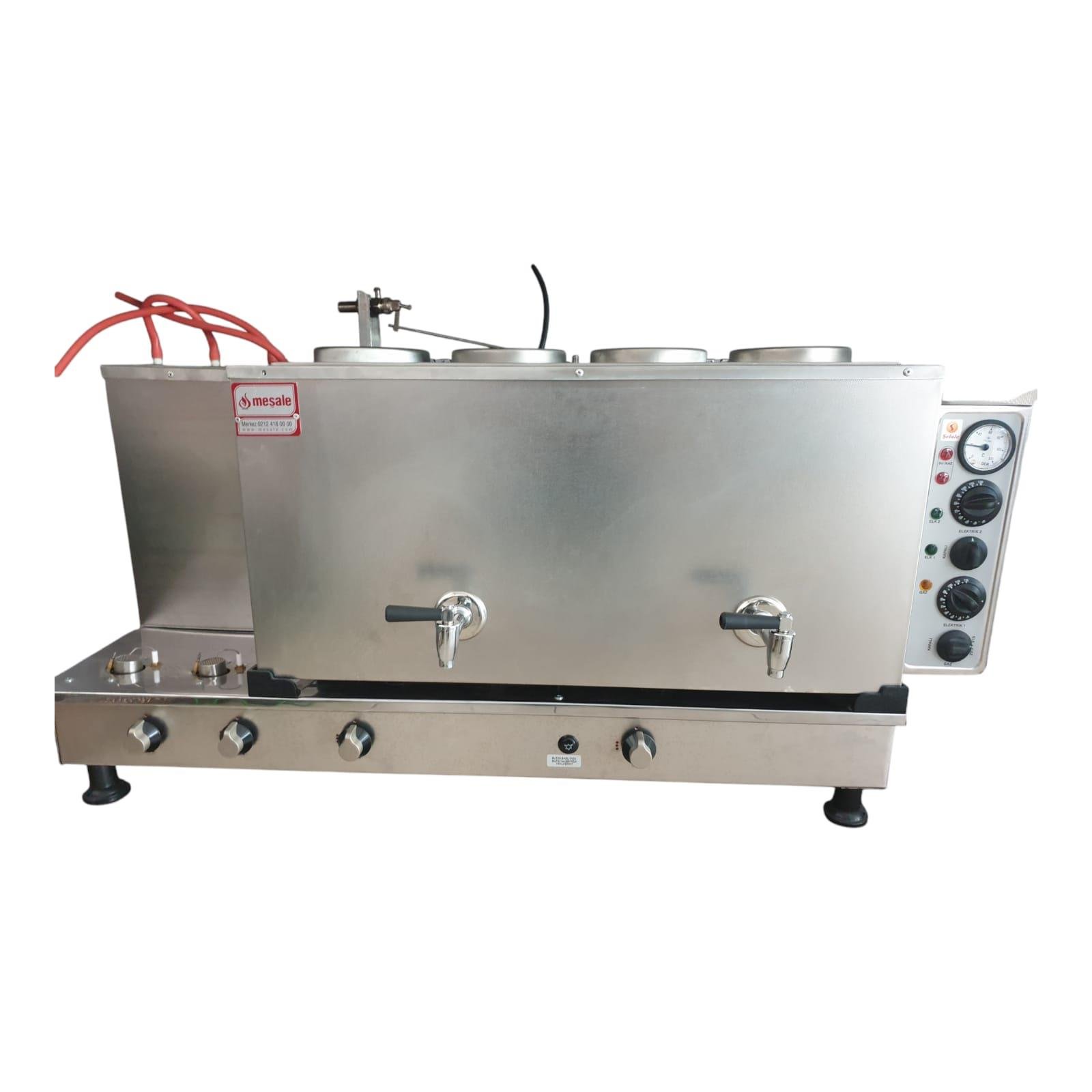 Meşale 4 Demlikli İnox Elektrik + Gazlı Full Otomatik Çay Kazanı