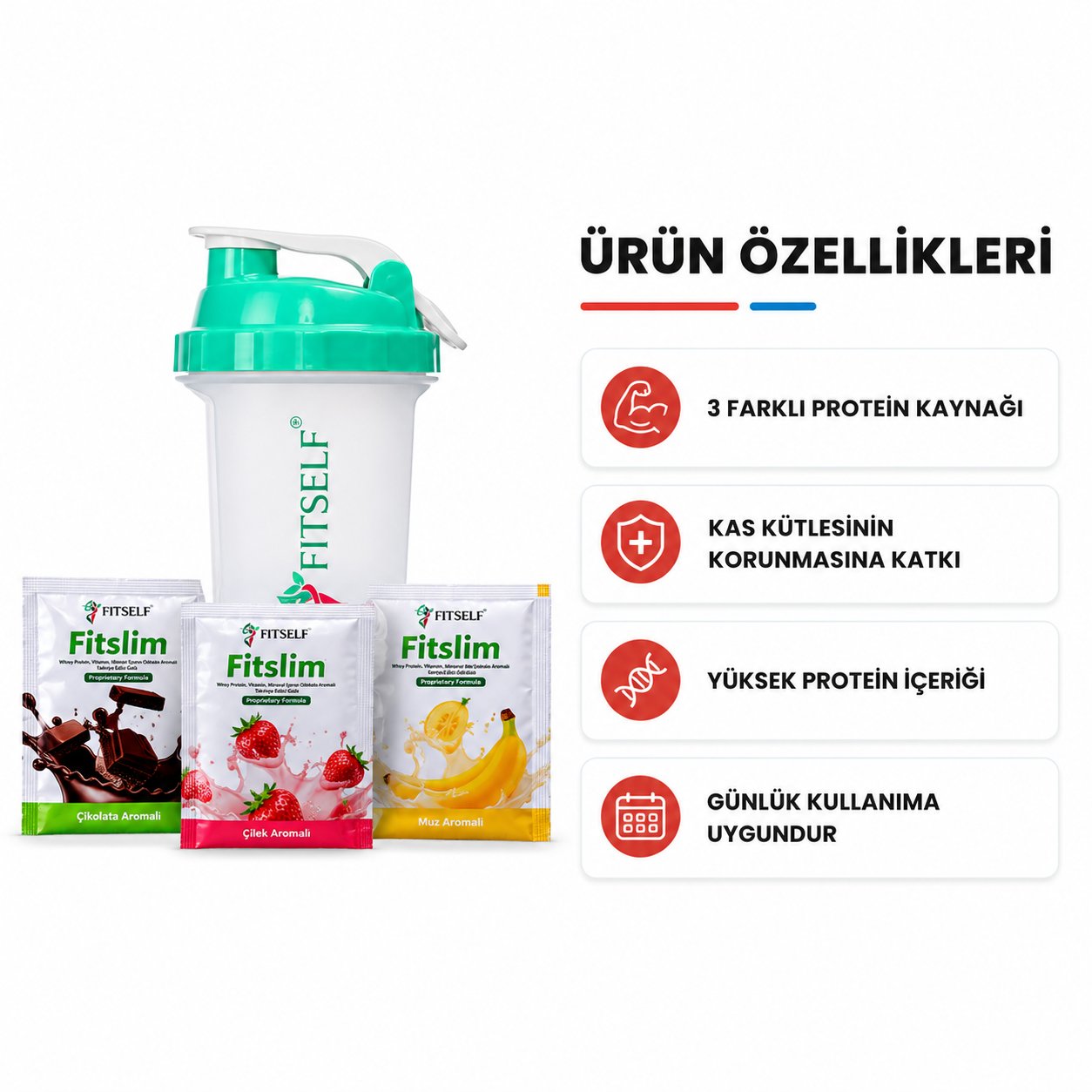 Fitself – Fitslim Plus Protein Deneme Seti  3 Saşe + Shaker