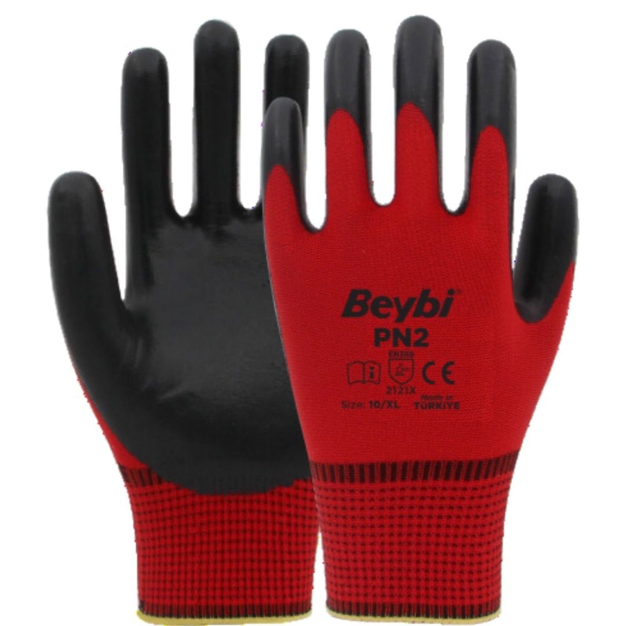 BeybiBeybi Pn2 Eldiven Kırmızı-siyah-(504 Çift) No:10150.05.KS02