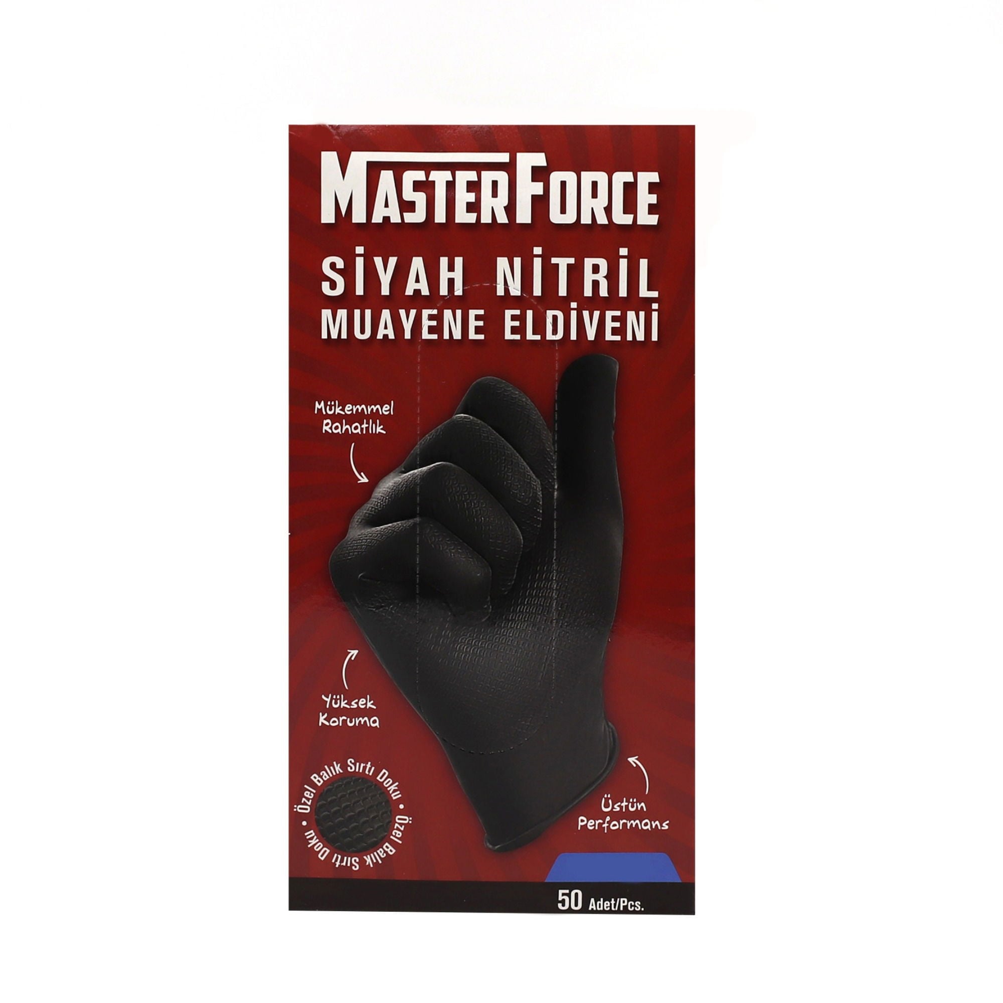 Master ForceMaster Force Siyah Nitril Muayene Eldiven-(20 Paket) L204.02.FR03