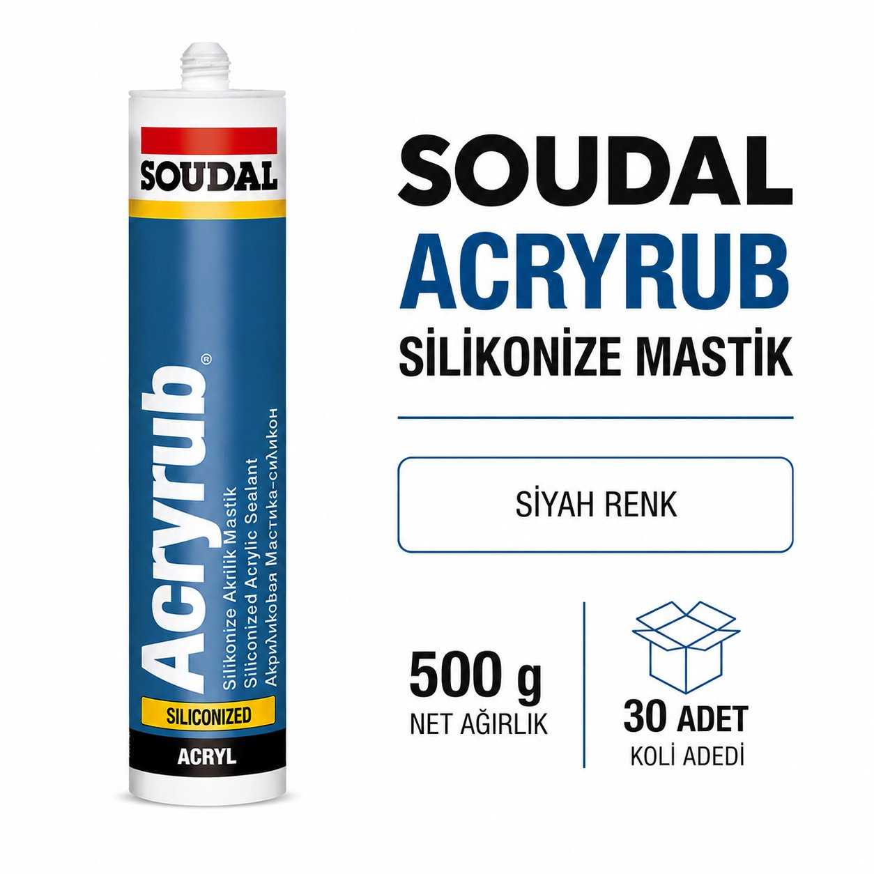  Soudal Silikonize Mastik Siyah 500 Gr (30 Adet) - Estetik ve DayanıklıSoudalSoudal Silikonize Mastik 500 Gr Siyah -(30 Adet)275.02.AK02