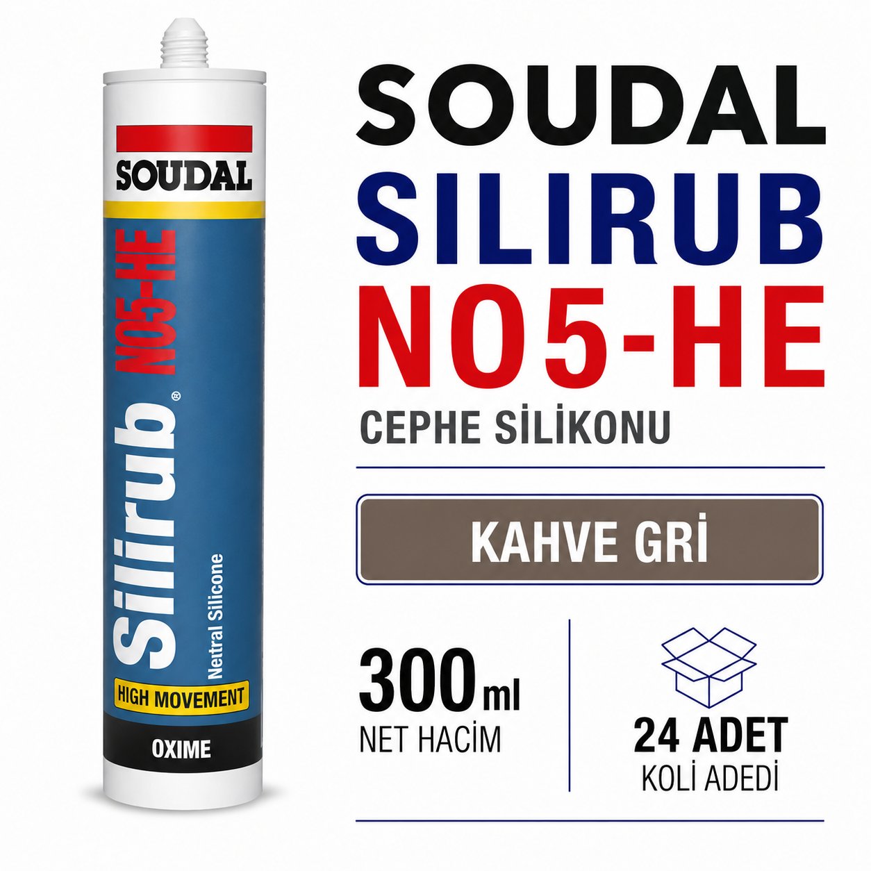 Soudal Silirub NO5-HE Kahve Gri Nötr Cephe Silikonu 300 ml | Toolora MarketSoudalSoudal Silirub NO5-HE 300 ml Kahve Gri Cephe Silikonu (24 Adet)NO5-HE-KahveGri
