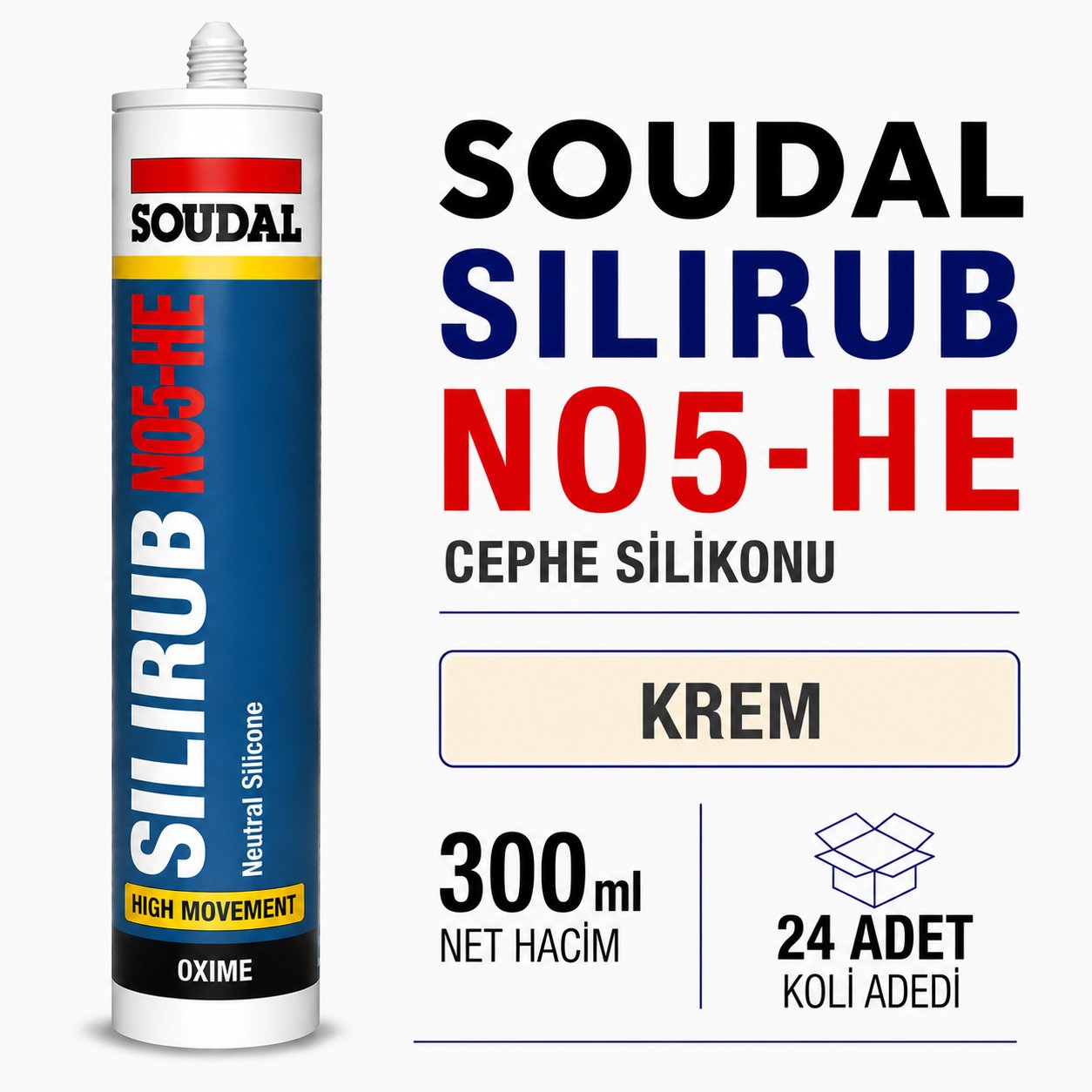 Soudal Silirub NO5-HE Krem Nötr Cephe Silikonu 300 ml | Toolora MarketSoudalSoudal Silirub NO5-HE 300 ml Krem Cephe Silikonu (24 Adet)NO5-HE-Krem