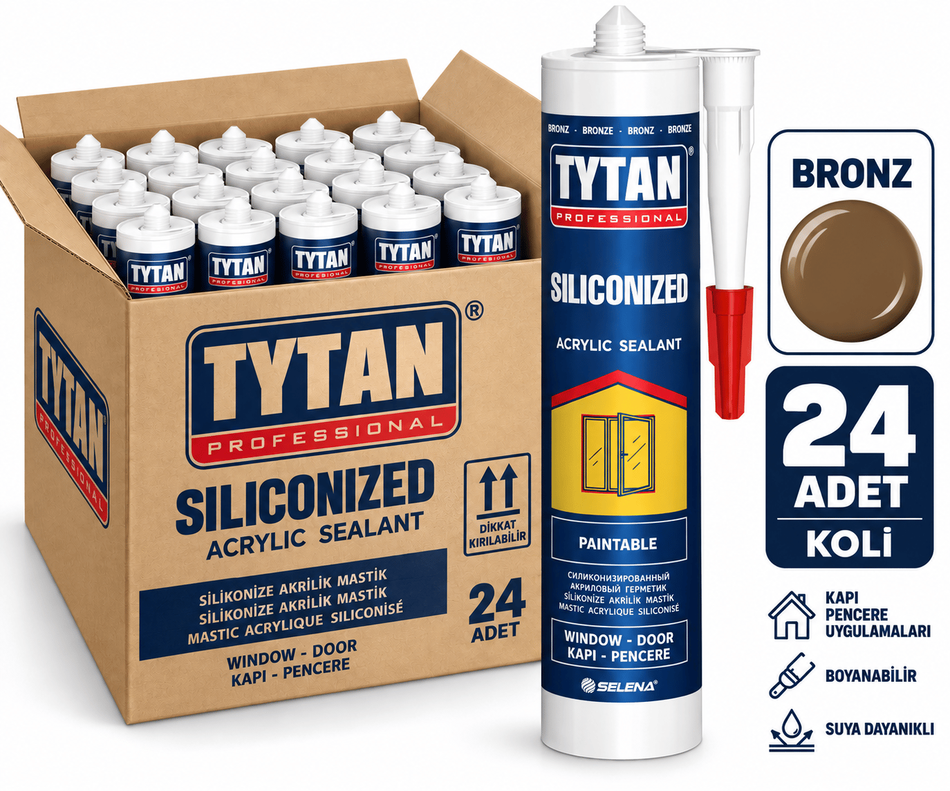 Tytan 500 Gr Silikonize Mastik Bronz--24lü KoliTytan