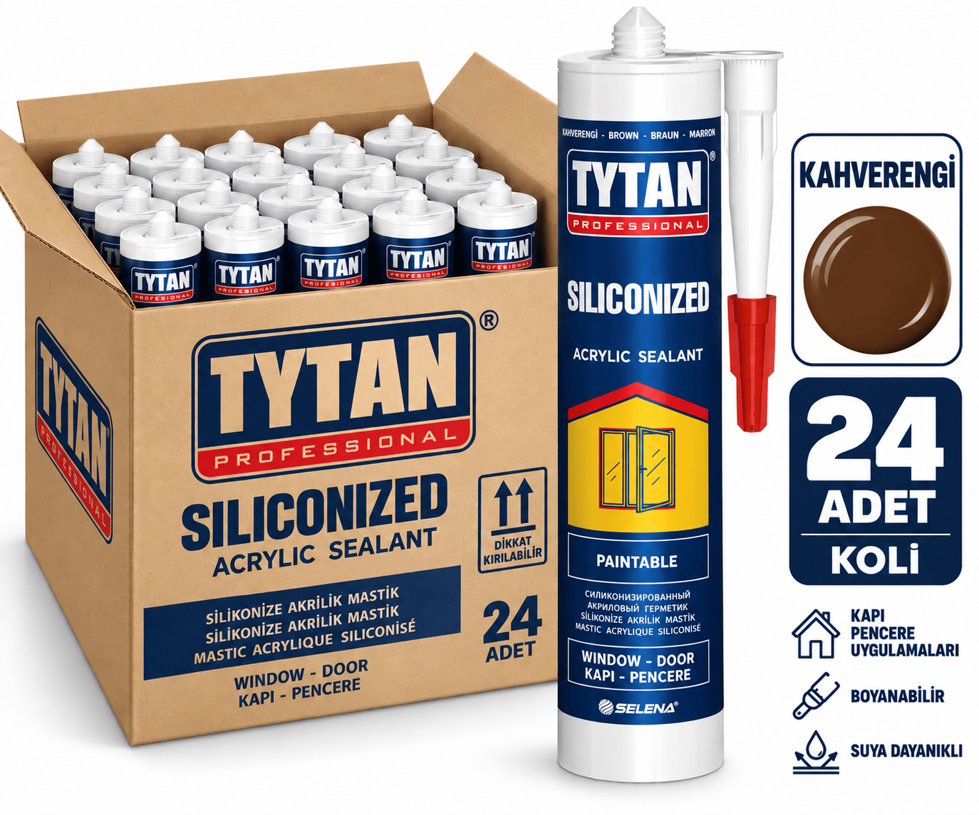 Tytan 500 Gr Silikonize Mastik Kahverengi--24lü KoliTytan