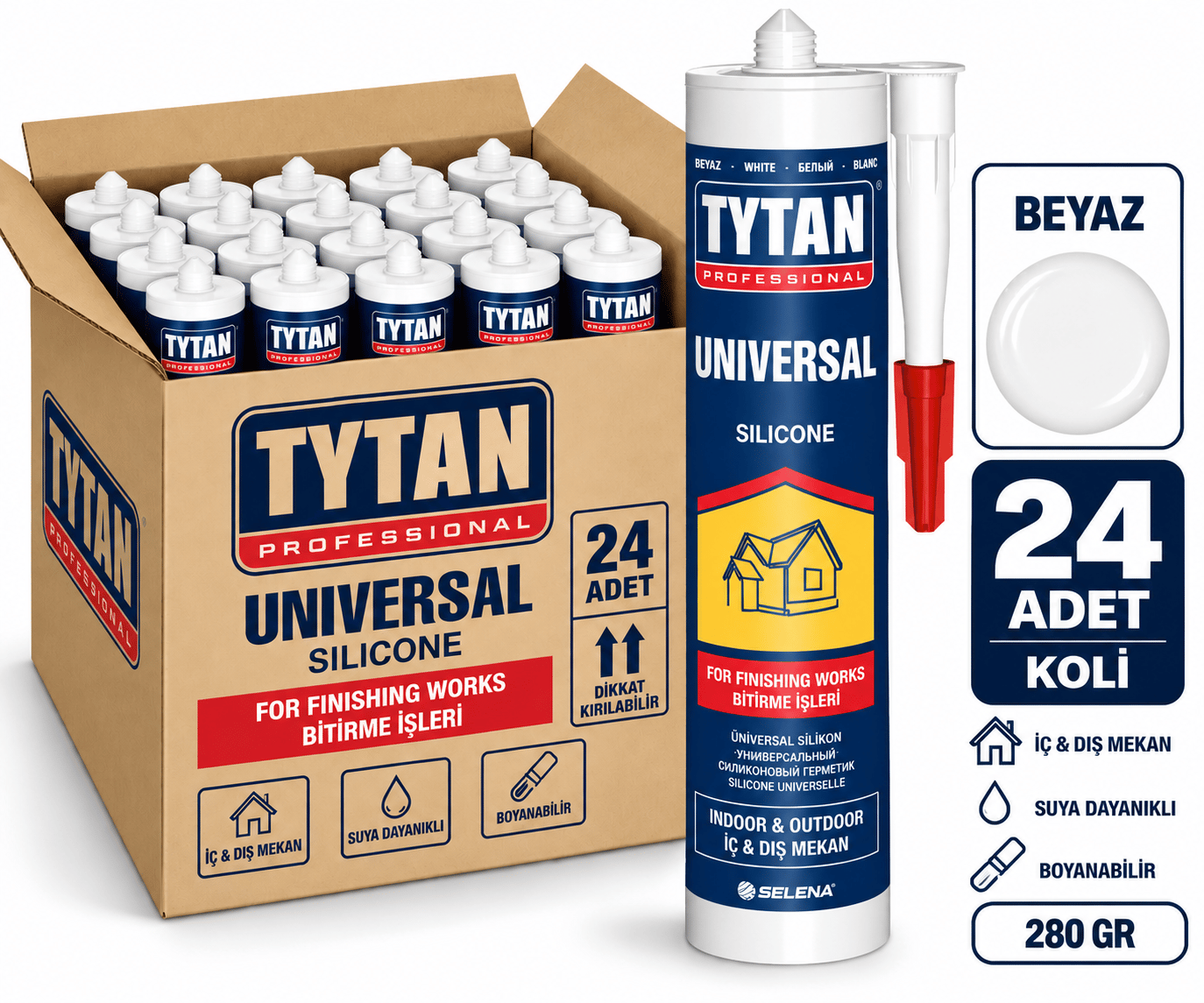 Tytan Genel Amaçlı Silikon 280 Gr Beyaz-24'lü KoliTytan