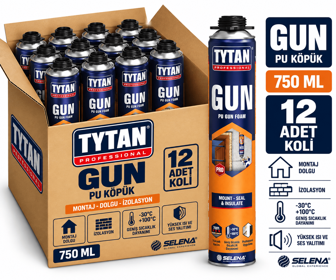 Tytan Gun Tabancalı Köpük 750 ML-12'li KoliTytan