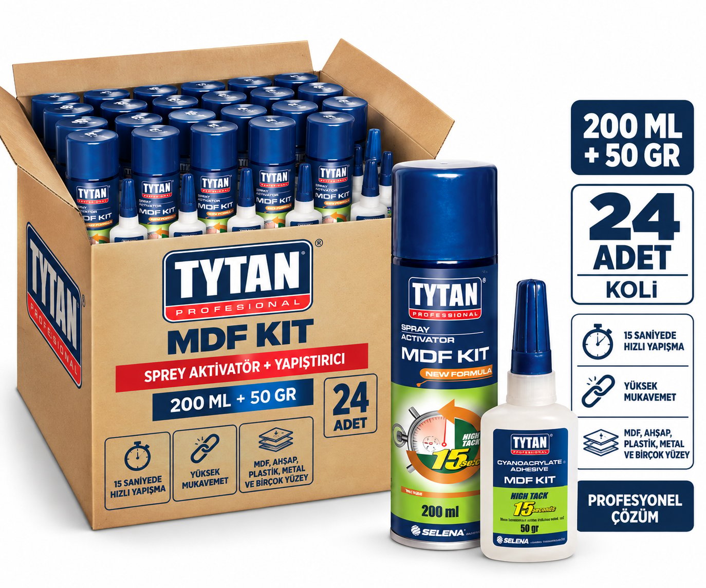 Tytan Hızlı Yapıştırıcı 200Ml+50Gr-24'lü KoliTytan