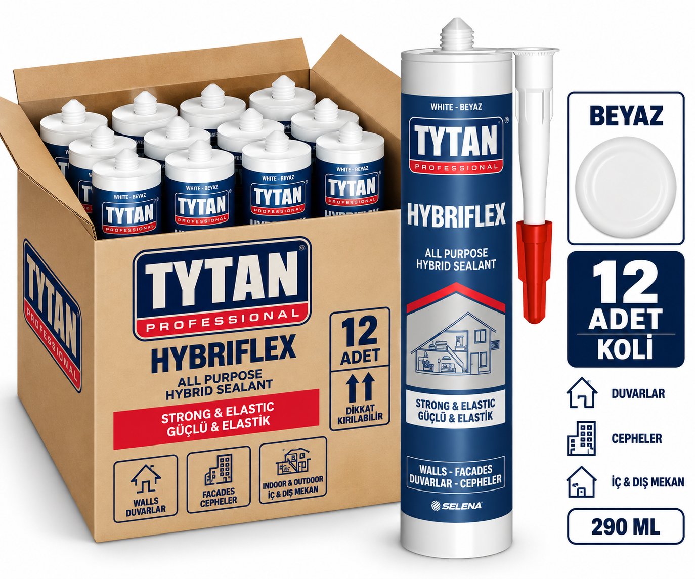 Tytan Hybrıflex Hibrit Polimer 290 ML Beyaz-12'li KoliTytan