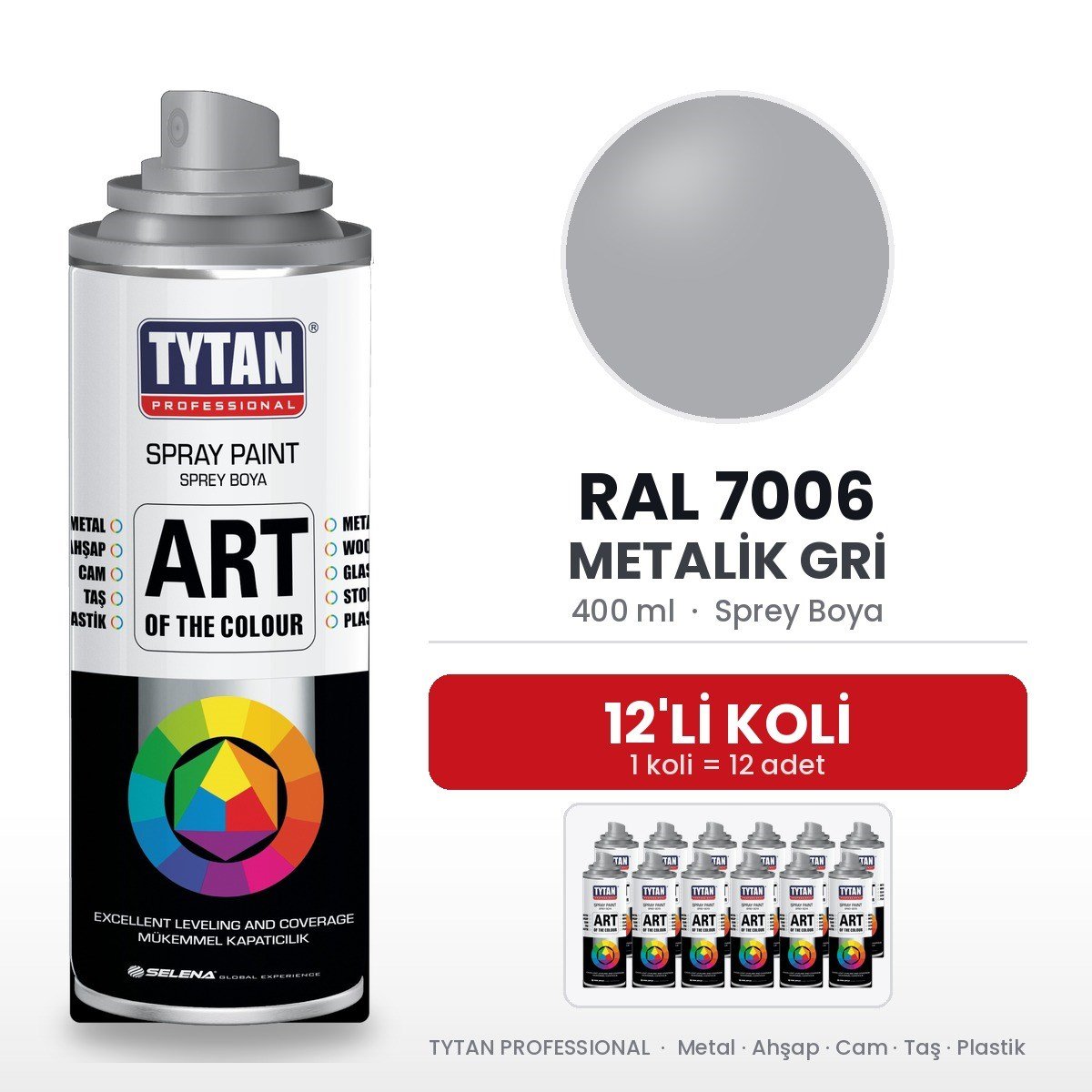 Tytan Sprey Boya 400 Ml Ral7006 Metalik Gri-12'li KoliTytan
