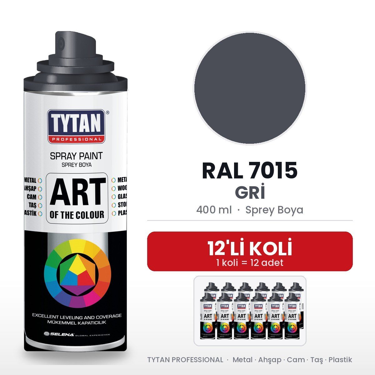 Tytan Sprey Boya 400 Ml Ral7015 Gri-12'li KoliTytan