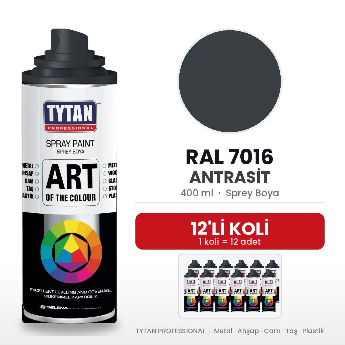 Tytan Sprey Boya 400 Ml Ral7016 Antrasit-12'li KoliTytan