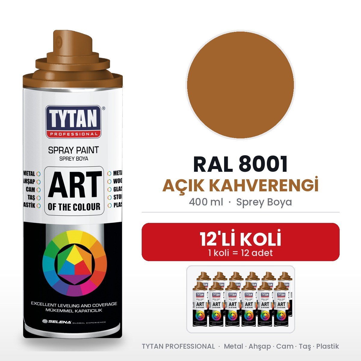 Tytan Sprey Boya 400 Ml Ral8001 Açık Kahverengi-12'li KoliTytan