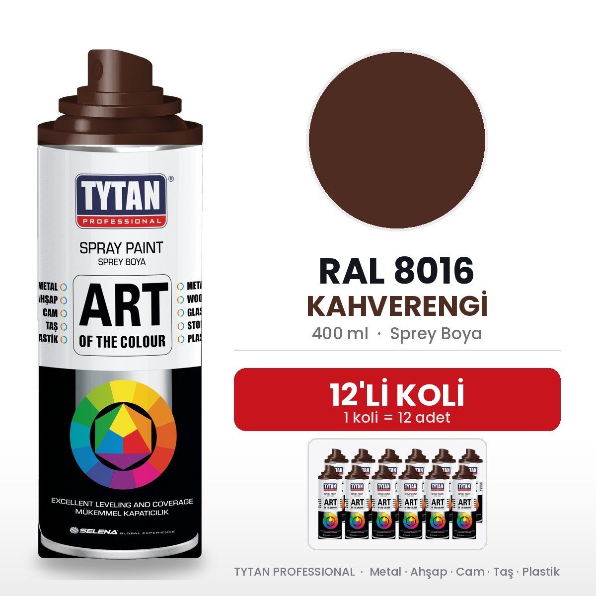 Tytan Sprey Boya 400 Ml Ral8016 Kahverengi-12'li KoliTytan