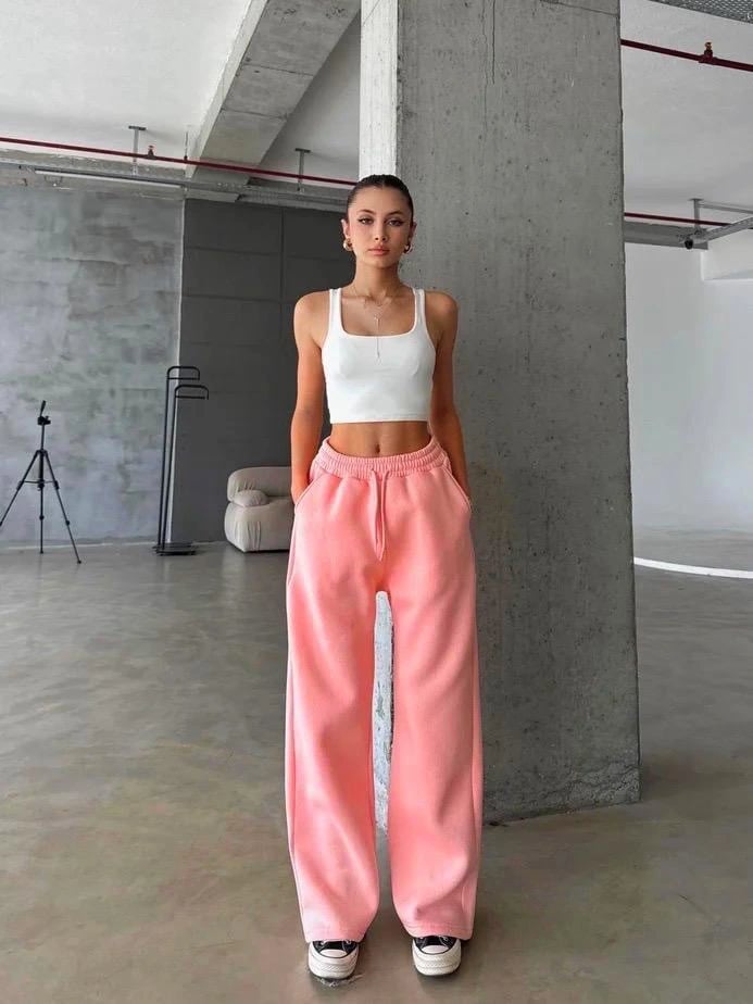 3 iplik şardonlu oversize eşofman somon