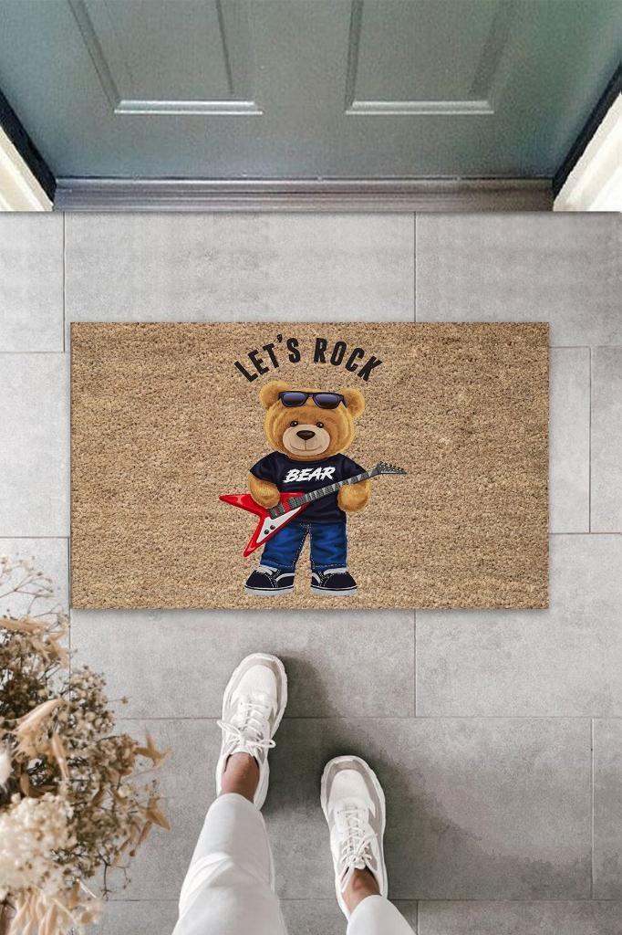 Bej Kapı Önü Paspası Let's Rock Ayıcık Desen  K-3322