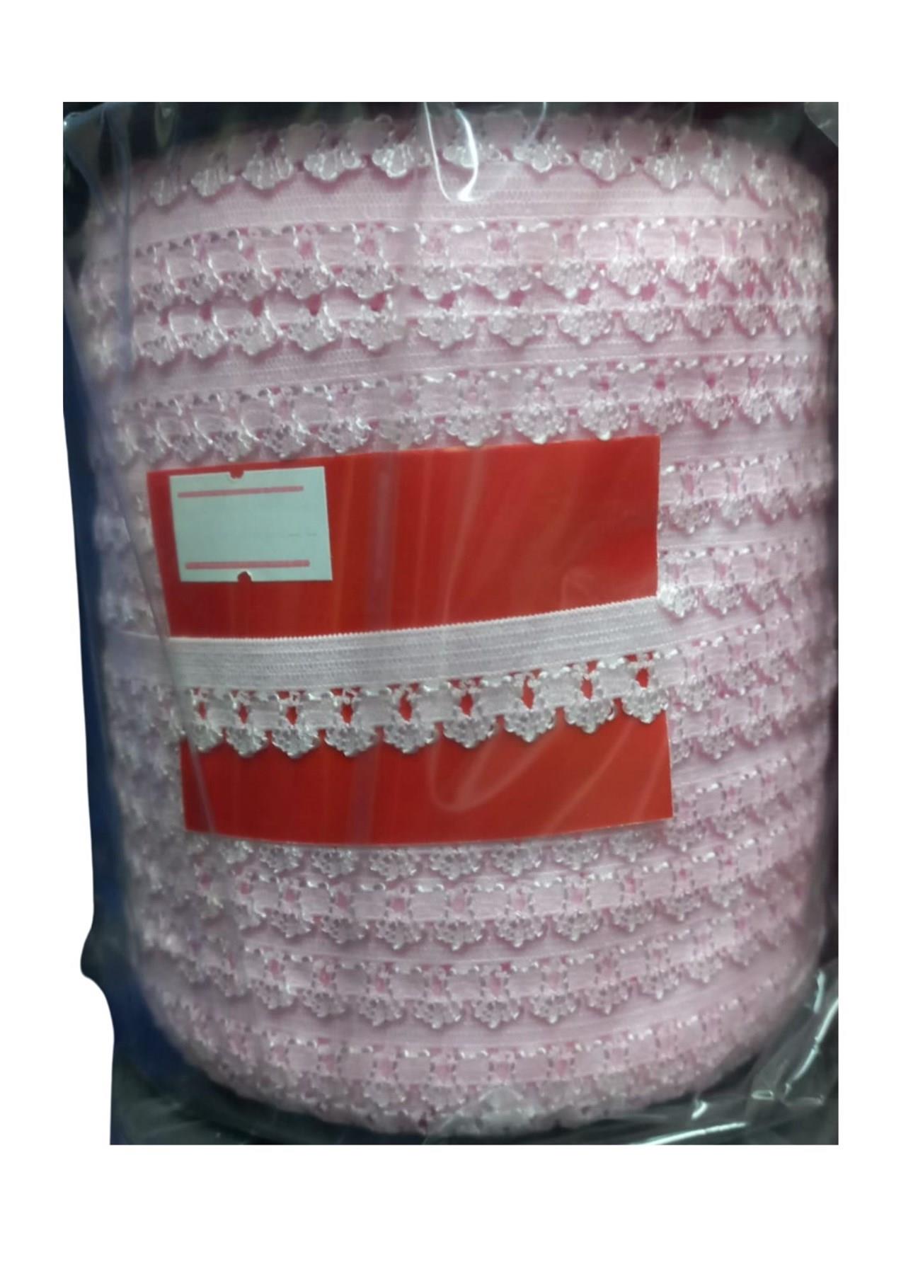 Çamaşır Lastiği Dantelli 1 cm 1 Metre Açık Pembe