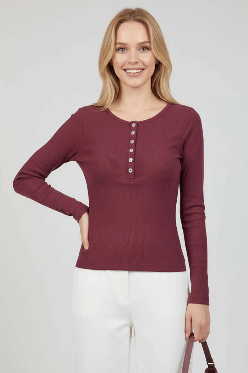 Çıtçıt Detaylı Bluz Mürdüm T4343