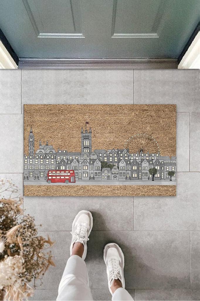 Dijital Baskı Bej London City Paspas K-3152