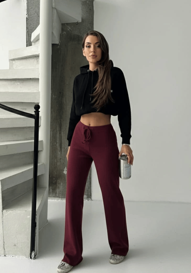 Fit comfort bej salaş pantolon bordo A6011