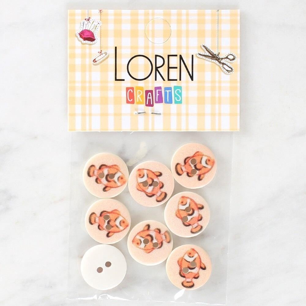 Loren Crafts 8'li Balık Düğme - 1157