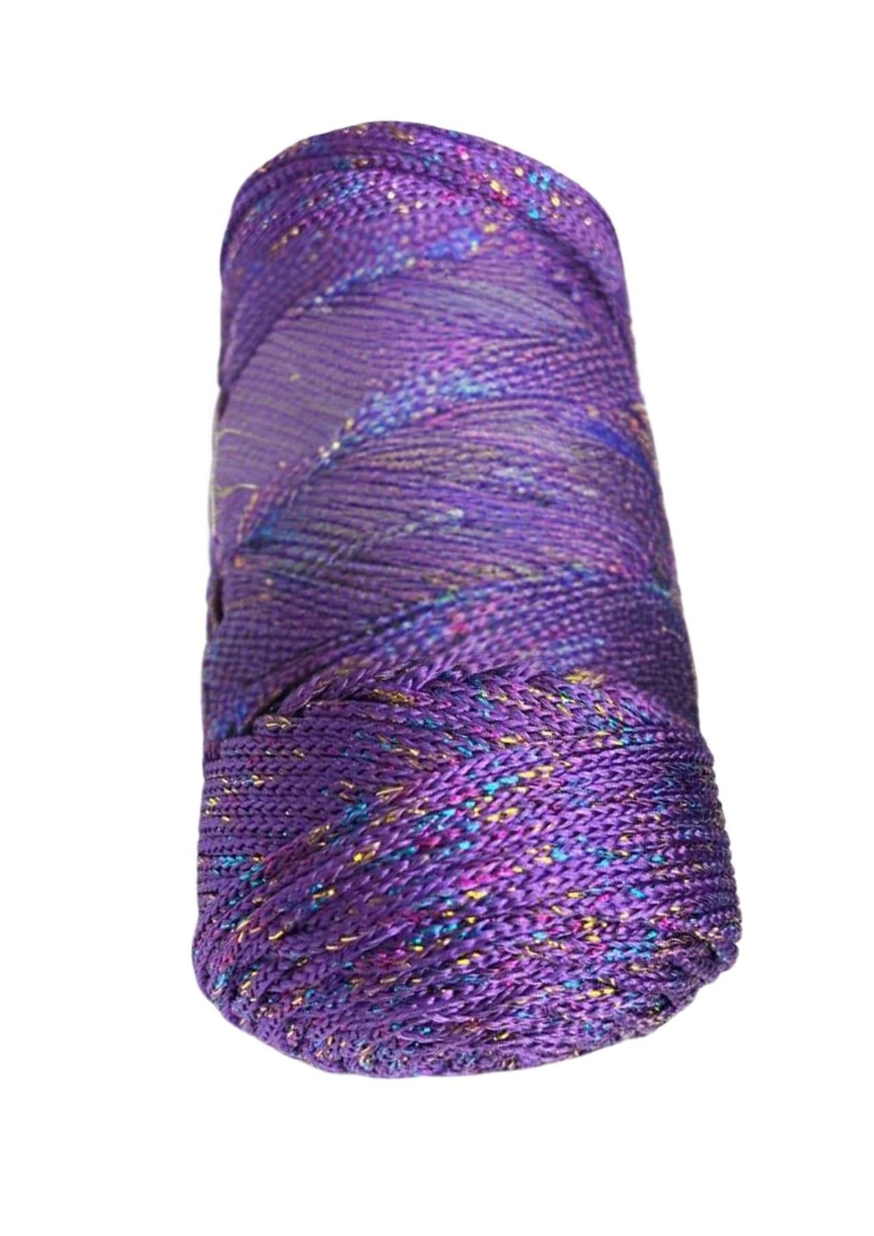Makrome İpi 3mm  Polyester Mor Simli