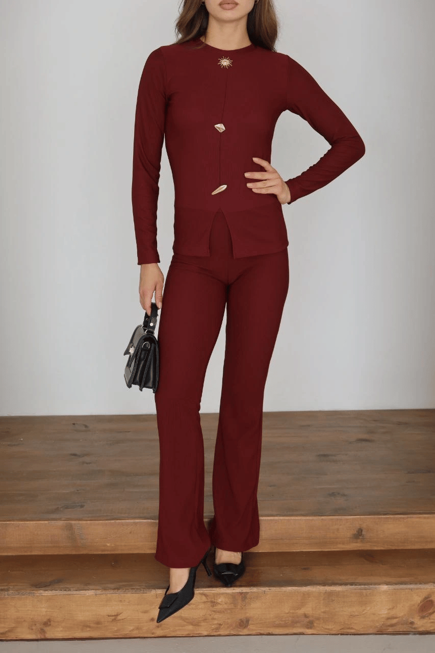 Ottoman alt üst takım bordo pt510442