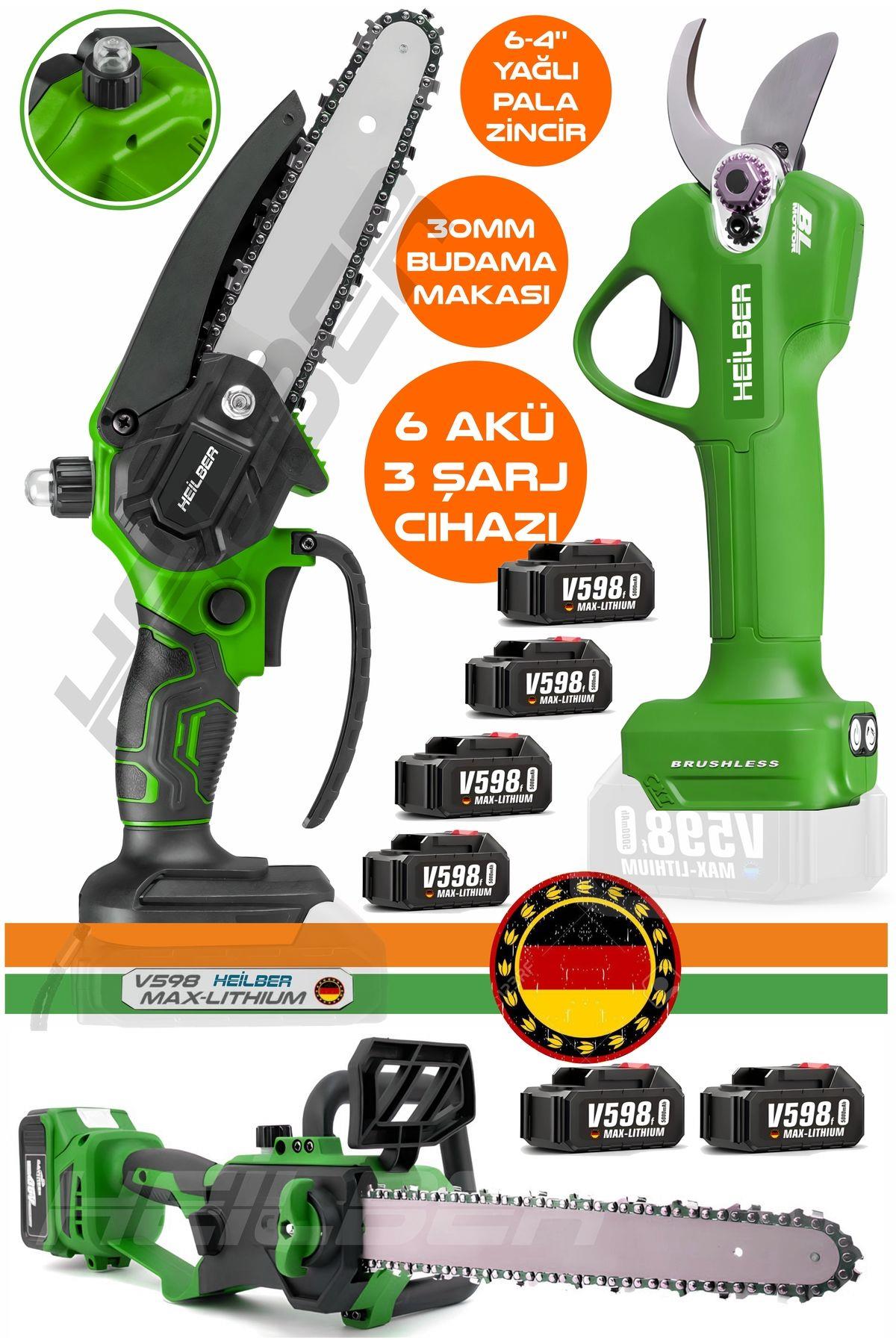 ALMAN 6 AKÜLÜ 10-15CM AKÜLÜ BUDAMA TESTERE + GREEN 30MM BUDAMA MAKASI + 30CM YAĞLI BUDAMA TESTERESİ
