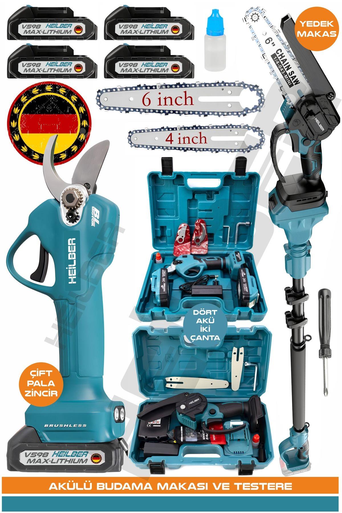ALMAN V998 4 AKÜLÜ BAHÇE SETİ DAL KESME ŞARJLI ZİNCİRLİ AKÜLÜ BUDAMA TESTERE + AKÜLÜ BUDAMA MAKASI