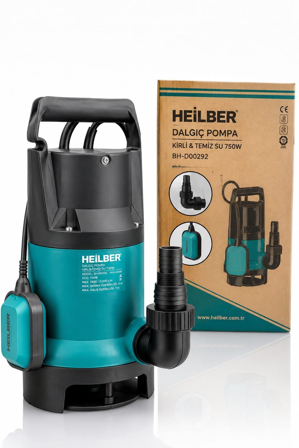 BA0115393 750W Şamandıralı Kirli ve Temiz Su Dalgıç Pompası 13.000 L/Saat Debi 8 Metre Basma