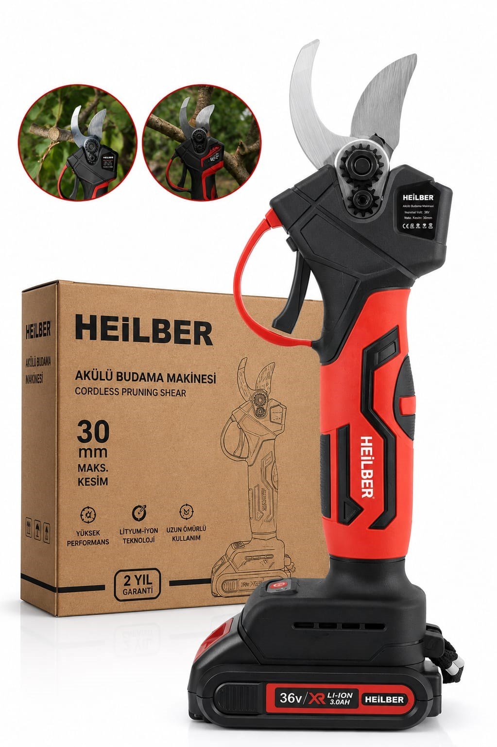 BA011547 Profesyonel Akülü Budama Makası 36V 30 mm Meyve Ağacı ve Bağ Budama