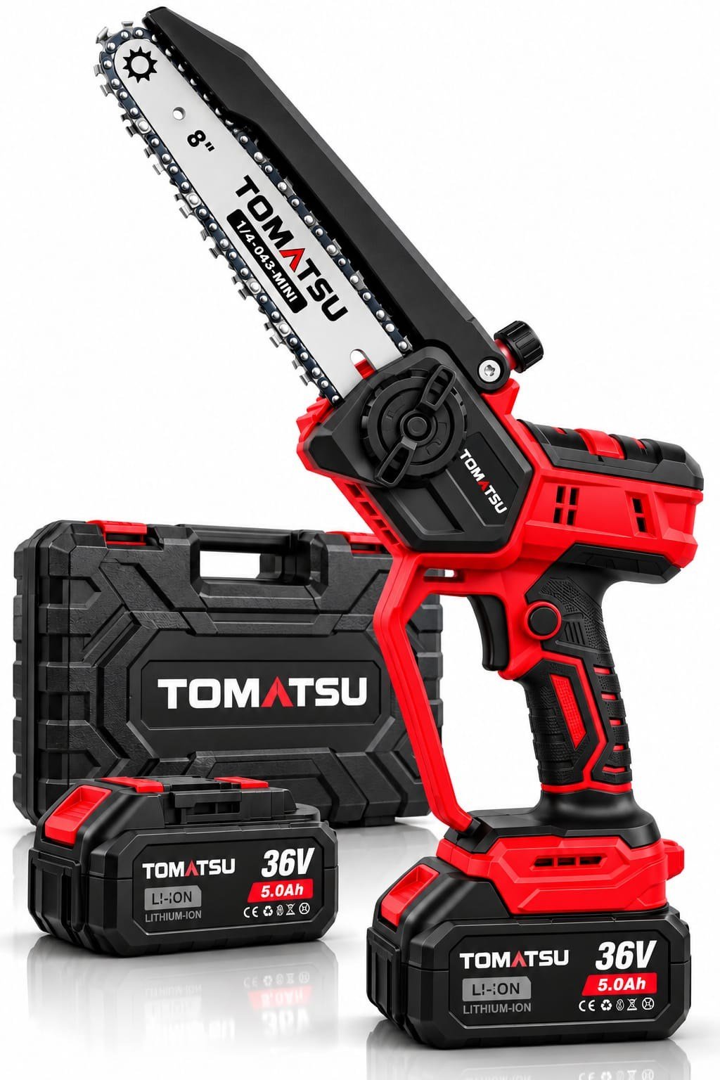 BA0115519 36V 5.0Ah Çift Akülü Şarjlı Budama Testeresi – 8 İnç 20 cm Zincirli Dal Kesme Makinesi, Li-Ion Bataryalı, Taşıma Çantalı Mini Ağaç Kesme Testeresi