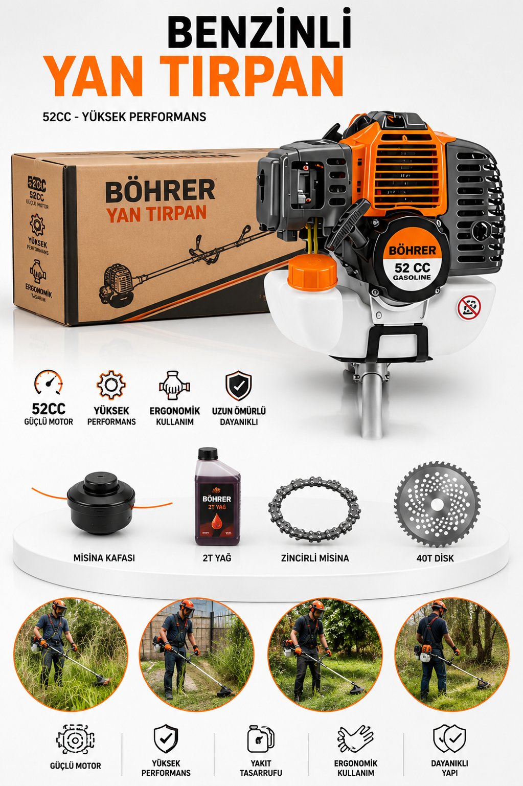 BÖHRER BA011360 YAN TİPİ PRO TIRPAN ÇİM BİÇME