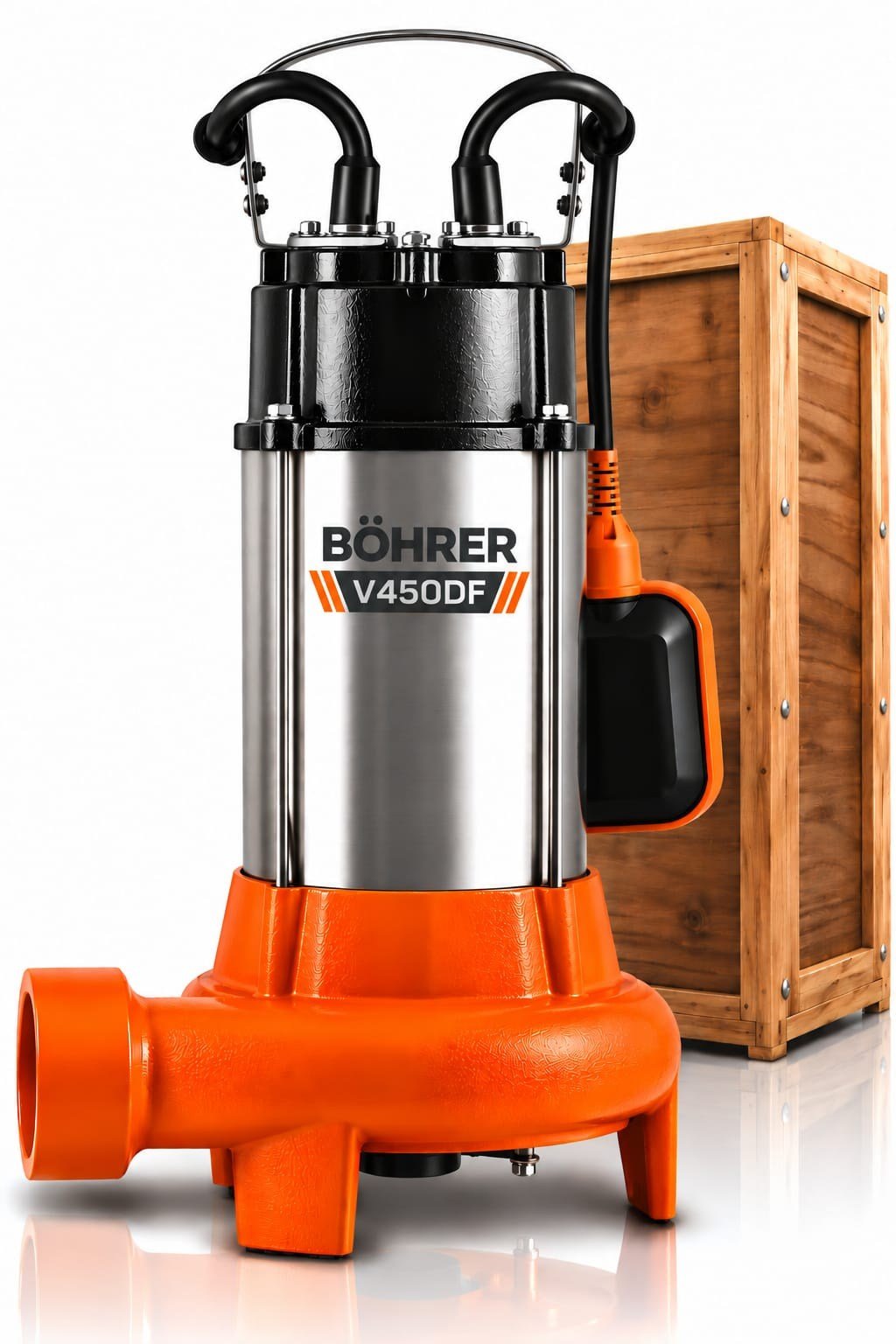 BÖHRER BA0115488 V450DF 0,45 kW 0,60 HP Bakır Sargılı Drenaj Dalgıç Su Pompası – 200 L/Dk Debi, 9 Metre Basma Yüksekliği, Şamandıralı