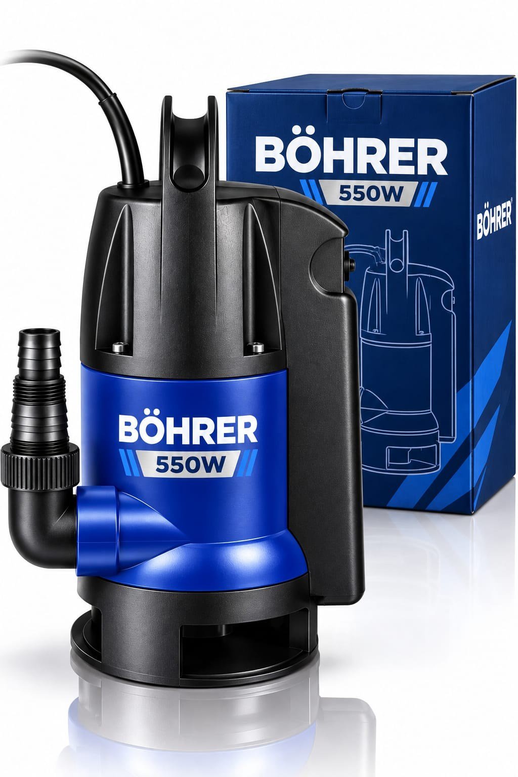 BÖHRER BA0115501 QSB-JH 55038 550 Watt 0,75 HP Temiz ve Kirli Su Dalgıç Pompası – 2'si 1 Arada, 7 Metre Basma Yüksekliği, Şamandıralı