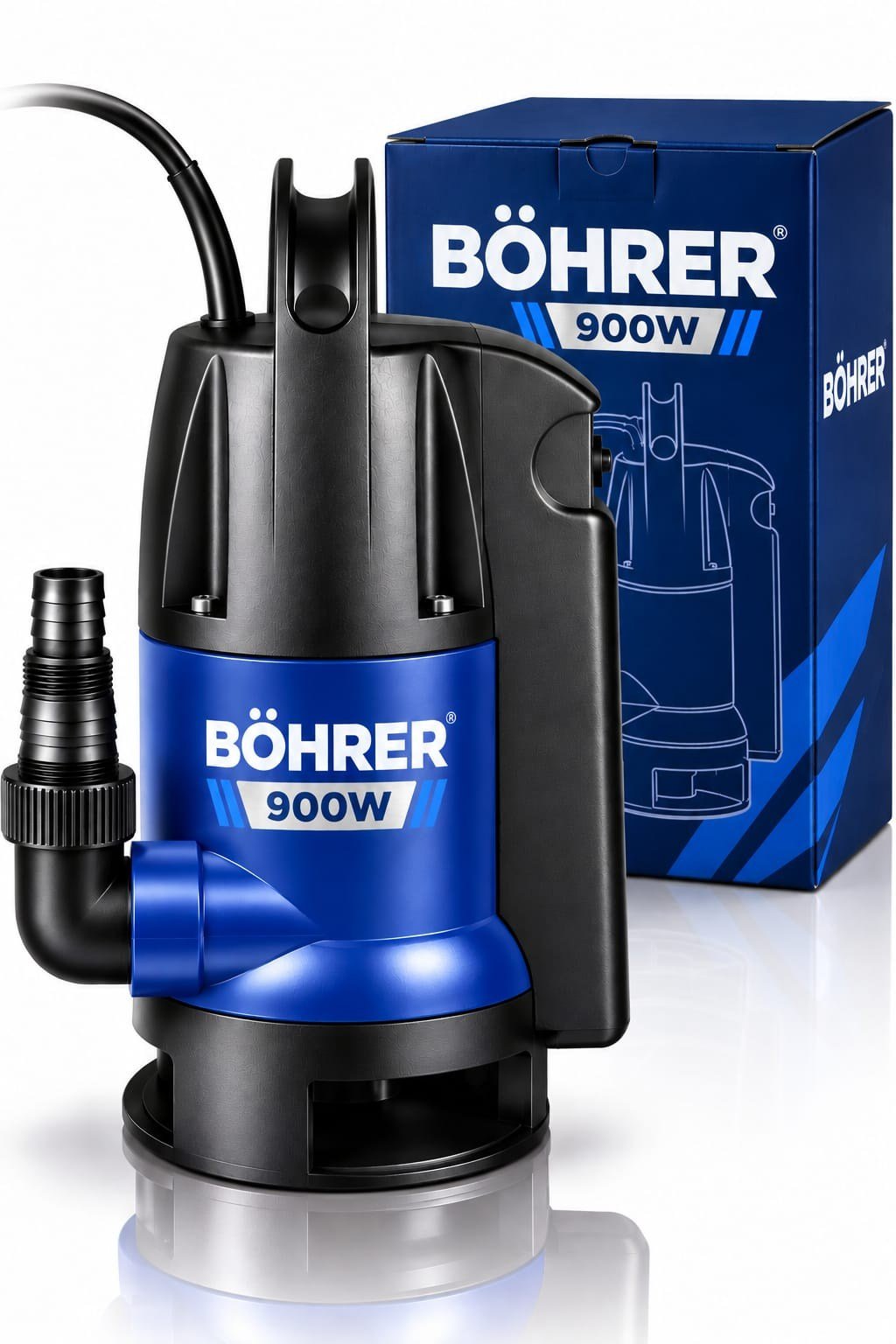 BÖHRER BA0115502 QSB-JH 90038 900 Watt 1,2 HP Temiz ve Kirli Su Dalgıç Pompası – 2'si 1 Arada, 8,5 Metre Basma Yüksekliği, Şamandıralı