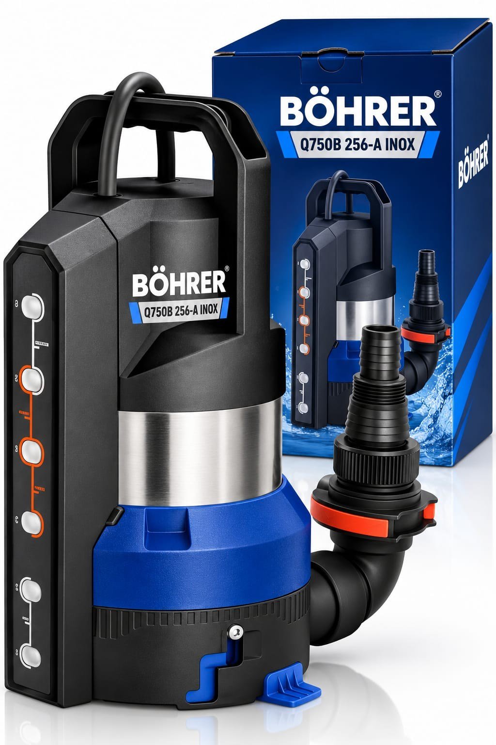 BÖHRER BA0115509 Q750B 256-A INOX 750W 1 HP Akıllı Dalgıç Su Pompası – Otomatik Sensörlü, 11 Metre Basma Yüksekliği