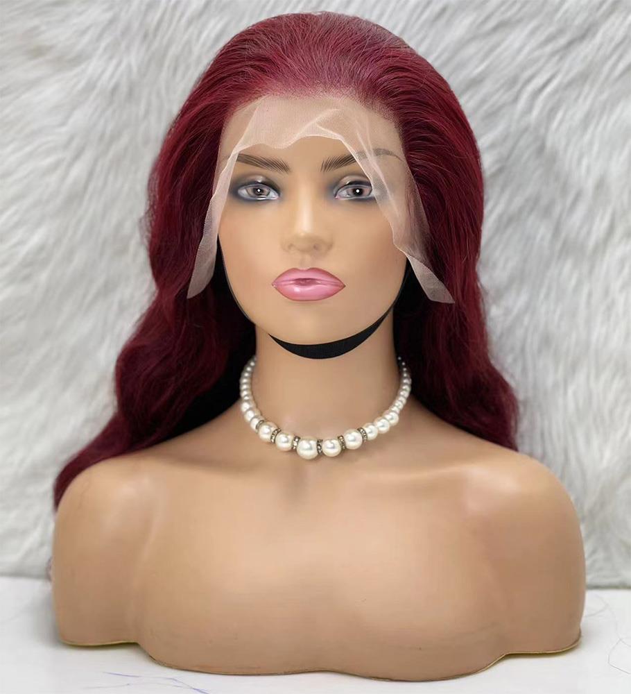 Gerçek Front Lace Tül Peruk - Dalgalı - Koyu Kızıl 70-75cm