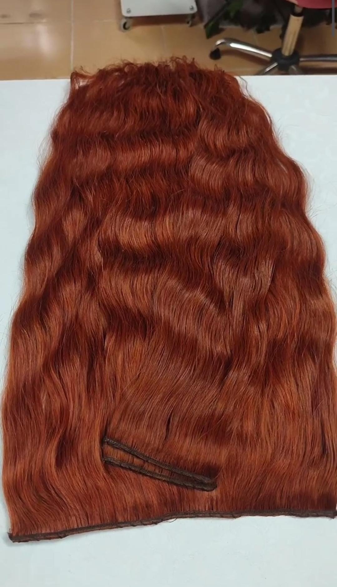 Yarımay + 2 Yan 65-70 cm Gerçek Saç Çıtçıt Tarçın Bakır Renk Yarımay Gerçek Saç Çıtçıtlar