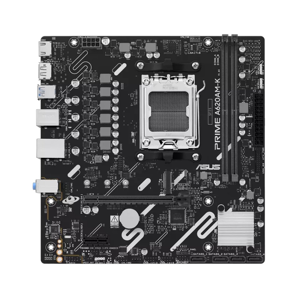 ASUS PRIME A620AM-K AMD A620 AM5 DDR5 7600 DP HDMI M2 USB3.2 AURA RGB mATX